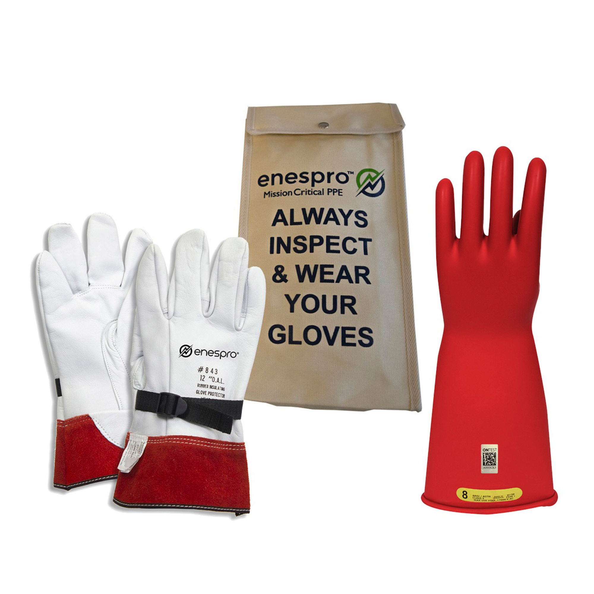 Enespro Class 2 Rubber Voltage Glove Kit from GME Supply